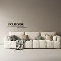 Poliform White Multi Seat Sofa With Decorative Pillows And Soft Blanket