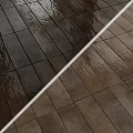 Wet Tile Floor With Dark And Light Colored Tiles Separated By White Line 3d model