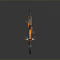 Sleek Modern Bicycle With Orange Frame Black Wheels Aerodynamic Design And Reflective Accents