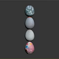 Colorful Easter Eggs Stacked Display With Various Patterns And Vibrant Hues