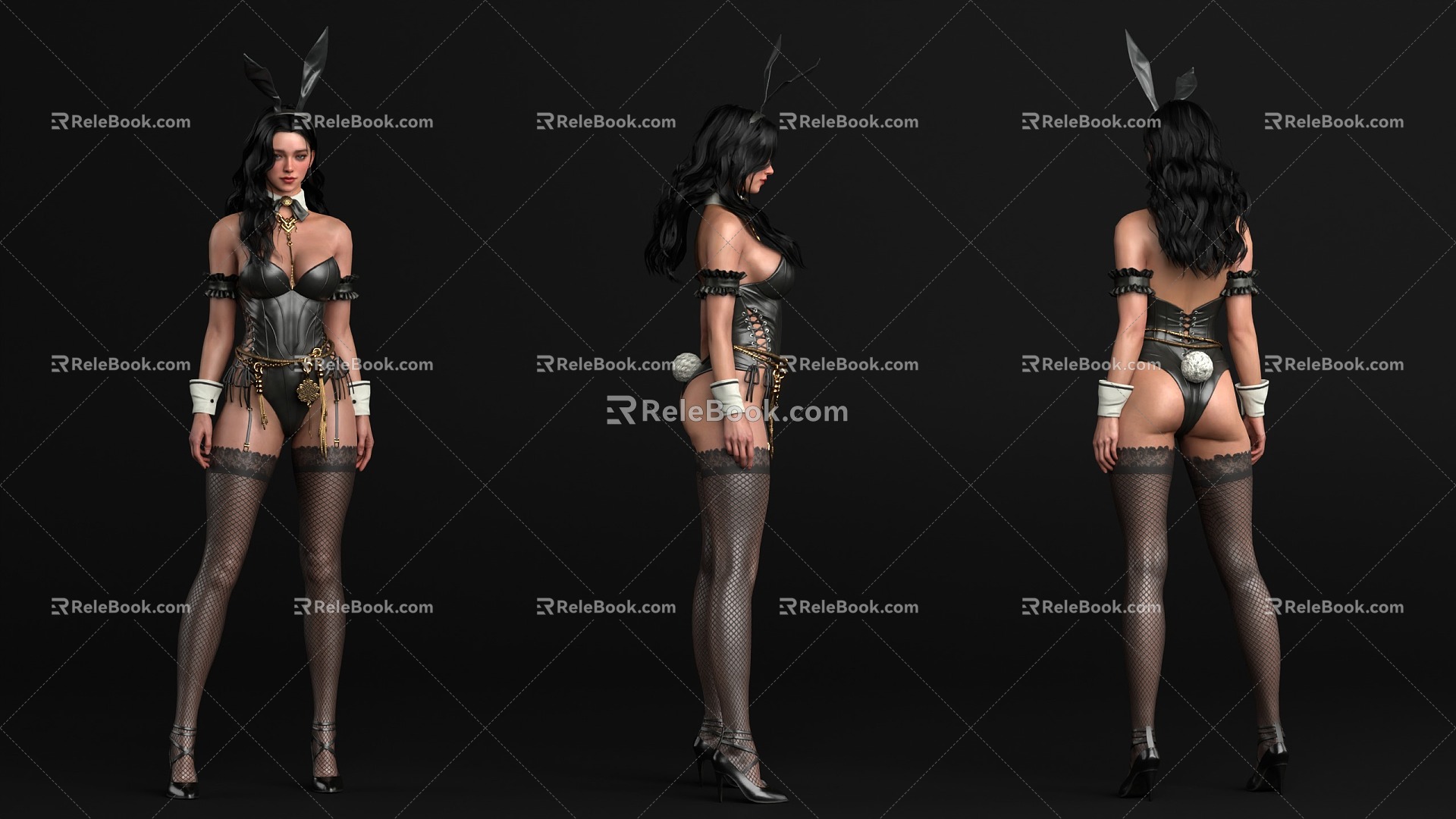 Bunny Black Silk Beauty 3d model