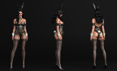 Bunny Black Silk Beauty 3d model