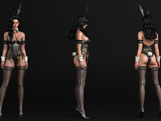 Bunny Black Silk Beauty 3d model