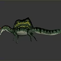 Standing Spinosaurus Dinosaur With Green Yellow Sail And Red Head Body Model