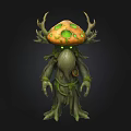Mushroom Inspired Game Movie Character Featuring Antler Like Horns And Green Glowing Eyes