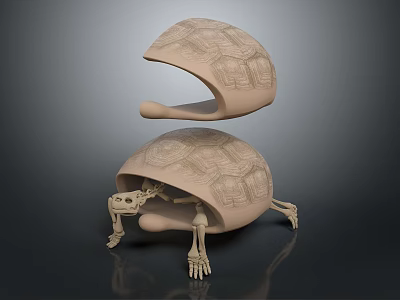 Detailed 3D Anatomical Rendering of Animal Organ Structure with Skeleton Shell and Fur 3d model