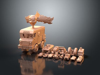 Self-made armed car modified car modified chariot 3d model