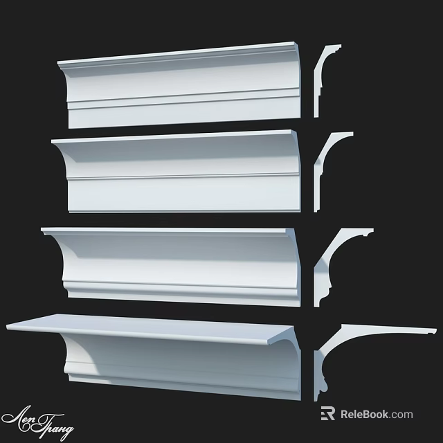 White Decorative Architectural Components With Various Styles For Interior Use 3d model 