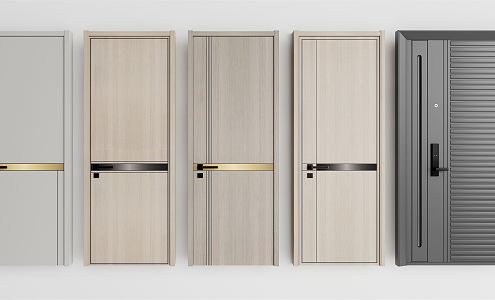 Modern swing door single door combination 3d model