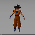 3D Animated Character Model With Red Martial Arts Uniform Blue Belt And Black Spiky Hair