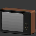 Retro Brown And Black Television With Classic Design White Screen And Control Knobs 3d model