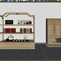 Modern Wooden Display Shelves With Multi-layer Storage And Open Decor Design 3d model