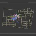 Large Scale Aerial View Planning With Buildings Green Areas And Waterbody