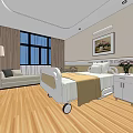 Nursing Room Interior With Hospital Bed Baby Crib Wooden Floor Picture And Cabinets