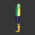 Green Short Sleeved Soccer Jersey With Yellow Uno Dos Text And Blue Shorts Yellow Socks