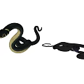 Realistic Black And Yellowish Reptile Snake Toy With Curved Body Design
