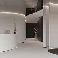 Modern Elegant Beauty Hair Salon Interior With Curved Reception Counter And Ambient Lighting