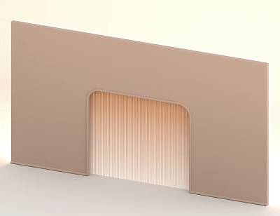 Light Brown Background Wall With Arched Opening And Striped Design 3d model