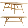 Modern Minimalist Wooden Dining Table With Unique Leg Structure And Natural Finish