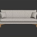 Modern Light Colored Multi Seater Sofa with Soft Cushions and Wooden Legs Design