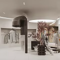 Modern Stylish Clothing Store Interior With Clothing Racks Mannequins And Decorative Plants