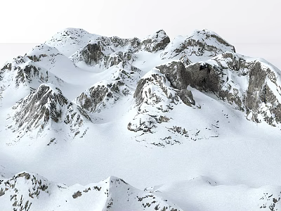 Garden Landscape Design With Snow Covered Mountain Peaks And Rocky Terrain 3d model
