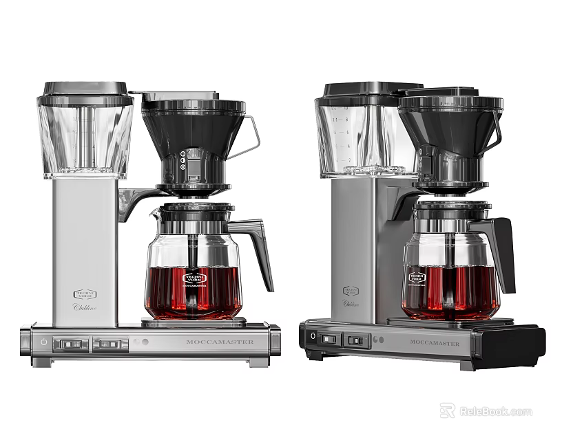 Stainless Steel Drip Coffee Maker With Glass Carafe Black Silver Kitchen Appliance 3d model 