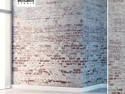 Vintage Exposed Brick Wall Structure with Red and White Textured Bricks Design 3d model