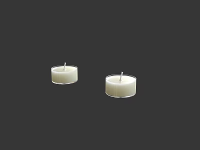 Two White Cylindrical Wax Candles On Dark Background With Unlit Wicks 3d model