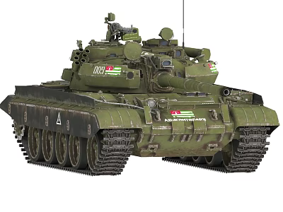 Green Military Tank Featuring Turret Antenna 083 Markings Heavy Tracks And Armor 3d model