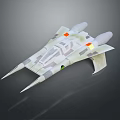 Sleek Sci Fi Spaceship Model With Twin Engines Gray White Color And Orange Lights