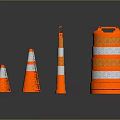 Road Safety Facilities Featuring Orange Traffic Cones And Reflective Drums With Silver Strips