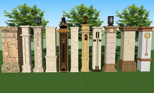 Jane European Roman Column Courtyard Garden Stone Gate Column Roman Column 3d model