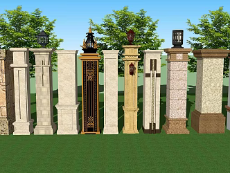 Jane European Roman Column Courtyard Garden Stone Gate Column Roman Column 3d model