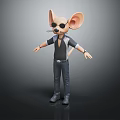 Anthropomorphic Mouse Character With Large Ears Sunglasses Black Shirt And Jeans Arms Outstretched