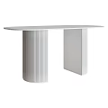 Modern White Table Design With Marble Top Column Base And Gold Accents 3d model