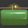 Vintage Green Desk Lamp With Curved Gold Arm And Stable Base