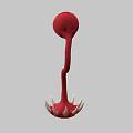 Red Creature With Single Eye Curved Body And Spiked Base Design 3d model