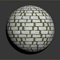 White Brick Patterned Sphere With Green Lines On Round Textured Surface