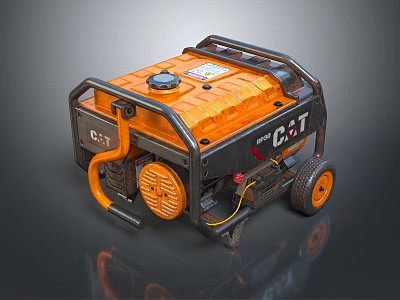 CAT Portable Generator With Orange Black Design And Wheels For Outdoor Use 3d model
