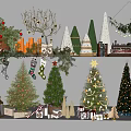 Commercial Christmas Decoration Display Equipment With Trees Socks Gifts And Festive Decorations
