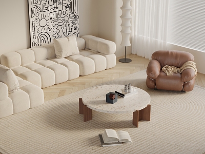 Cream wind sofa coffee table combination model