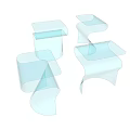 Sleek Modern Transparent Side Table With Curved Design And Various Styles 3d model