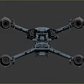 Blue Sci Fi Multi Legged Mechanical Structure With Engines And Metallic Texture