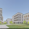 Modern Industrial Park With Multi Story Buildings Greenery And Open Courtyard