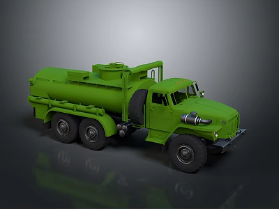 Vintage Green Utility Vehicle With Tanker Body Six Wheels And Classic Design 3d model