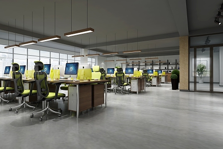 modern public office area office area 3d model