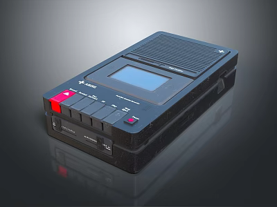 Sony Vintage Black Tape Recorder With Digital Display Red Button And Control Buttons 3d model