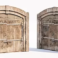Vintage Wooden Double Doors With Aged Texture And Metal Hardware Details