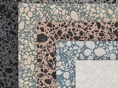 Terrazzo Components With Polished Multi Color Stone Patterns For Interior Design 3d model